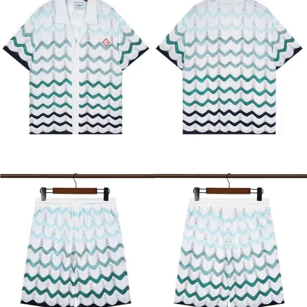 Casablanca Men's Zigzag Pattern Hybrid Shorts - Green and Black